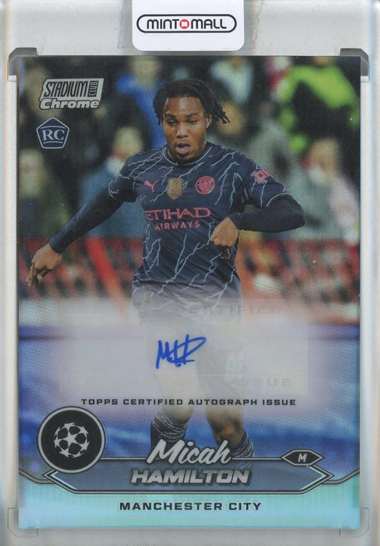 2023-24 Stadium Club Chrome UEFA Champions League Micah Hamilton autograph card from Manchester City