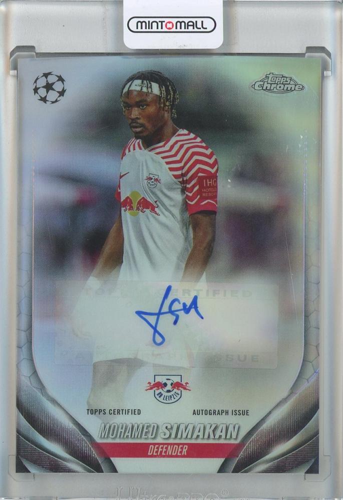 2023-24 Topps Chrome UEFA Club Competitions Mohamed Simakan Chrome Autographs trading card from RB Leipzig