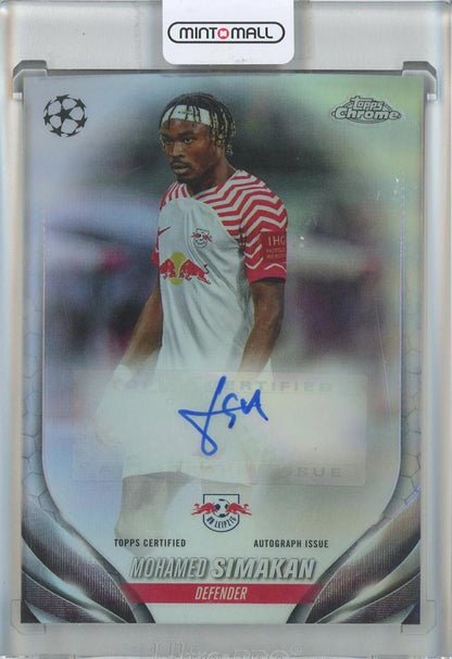2023-24 Topps Chrome UEFA Club Competitions Mohamed Simakan Chrome Autographs trading card from RB Leipzig