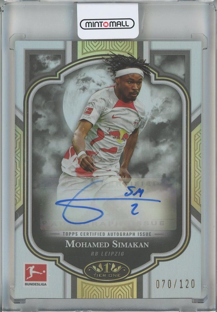2022-23 Topps Tier One Bundesliga Mohamed Simakan Scarecrow Autograph card #SCAMSI070/120 from RB Leipzig