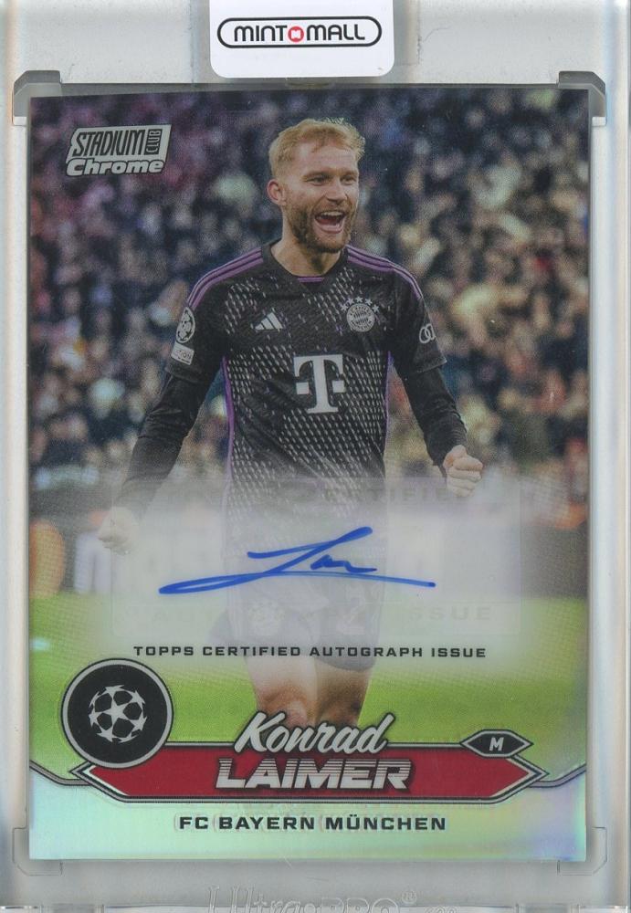 2023-24 Stadium Club Chrome UEFA Champions League Konrad Laimer Chrome Autographs card for FC Bayern Munchen