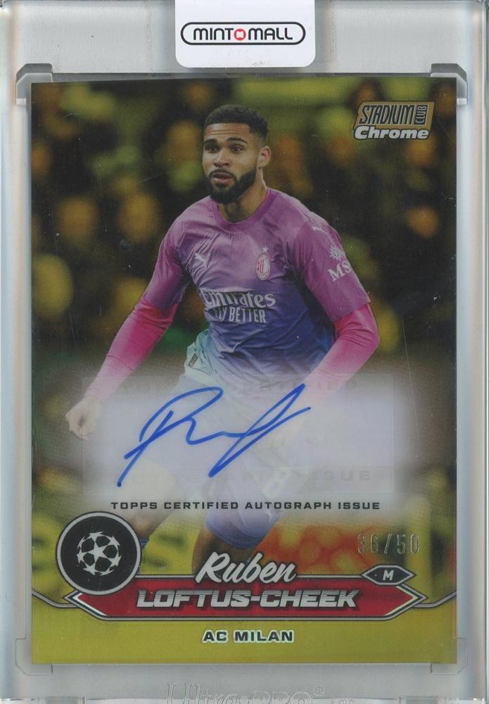 2023-24 Stadium Club Chrome UEFA Champions League Ruben Loftus-Cheek Chrome Autographs Gold Refractors card #CARLC36/50 AC Milan
