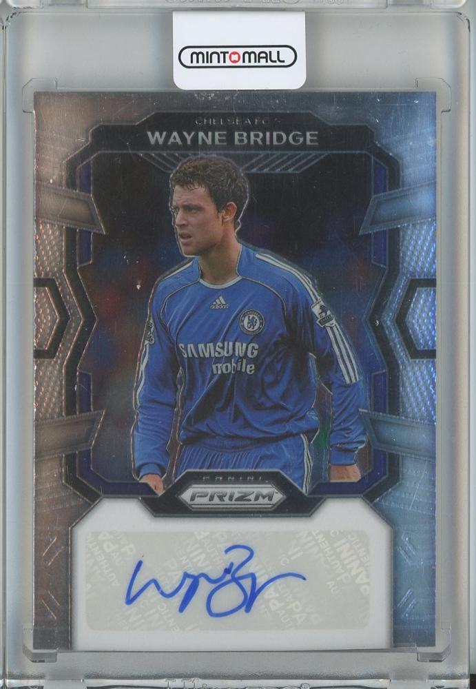 2023-24 Panini Prizm English Premier League trading card featuring Wayne Bridge #10 Chelsea FC with signature