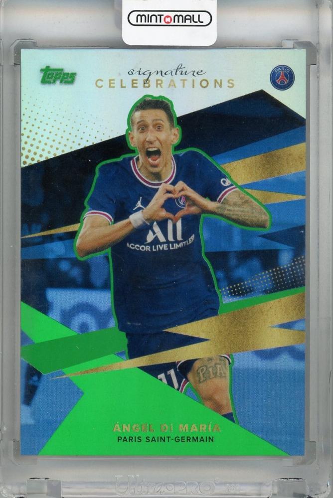 2021-22 Topps Paris Saint-Germain Angel Di María Signature Celebrations Neon Green Foil card #36
