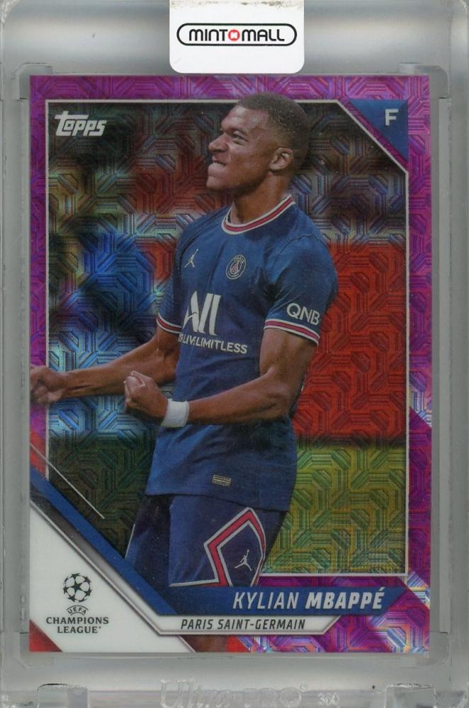 2021-22 Topps UEFA Champions League Japan Edition Kylian Mbappe Fuchsia Chrome Mojo card #144 serial 113/125 PSG
