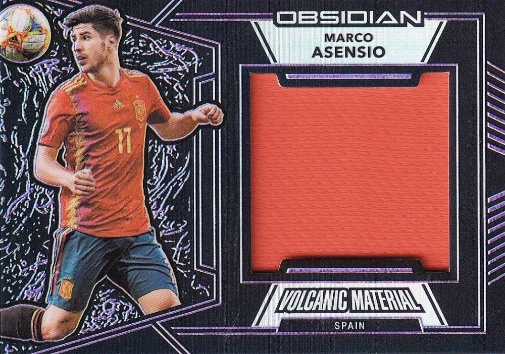 2019-20 Panini Obsidian Spain Marco Asensio Volcanic Material Relics Purple Parallel card number 18 out of 25