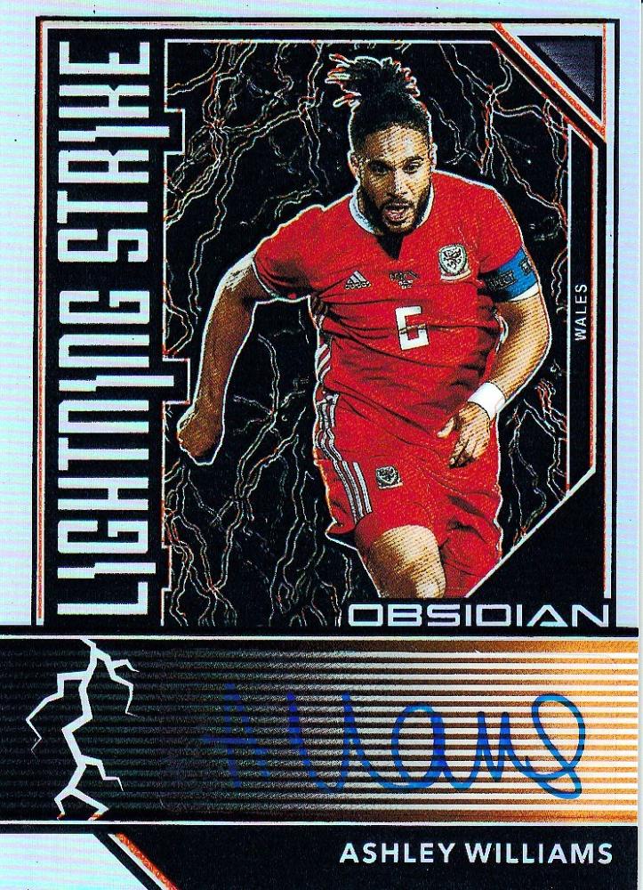 2019-20 Panini Obsidian Ashley Williams Wales Orange Parallel Lightning Strike Autographs card 31 of 50