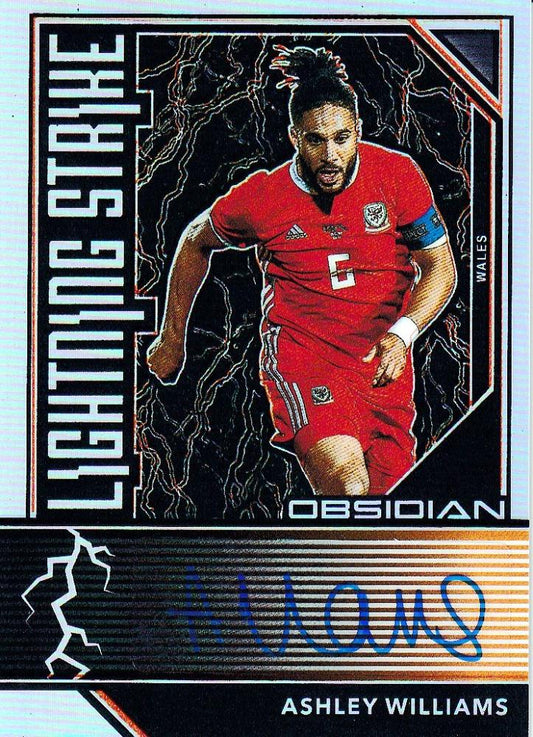 2019-20 Panini Obsidian Ashley Williams Wales Orange Parallel Lightning Strike Autographs card 31 of 50