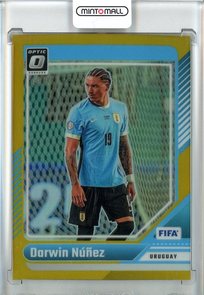 2024-25 Panini Donruss Soccer card of Darwin Nunez Base Gold Parallels serial numbered 3210/10 from Uruguay