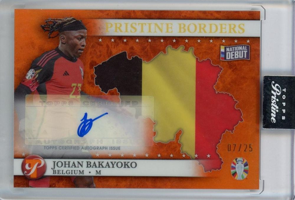 2023 Topps Pristine Johan Bakayoko Road to UEFA Euro 2024 autographed orange refractor trading card 07/25 Belgium