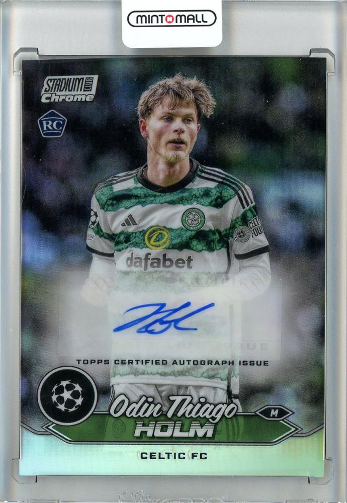 2023-24 Topps Stadium Club Chrome UEFA Champions League Odin Thiago Holm rookie autograph card for Celtic FC