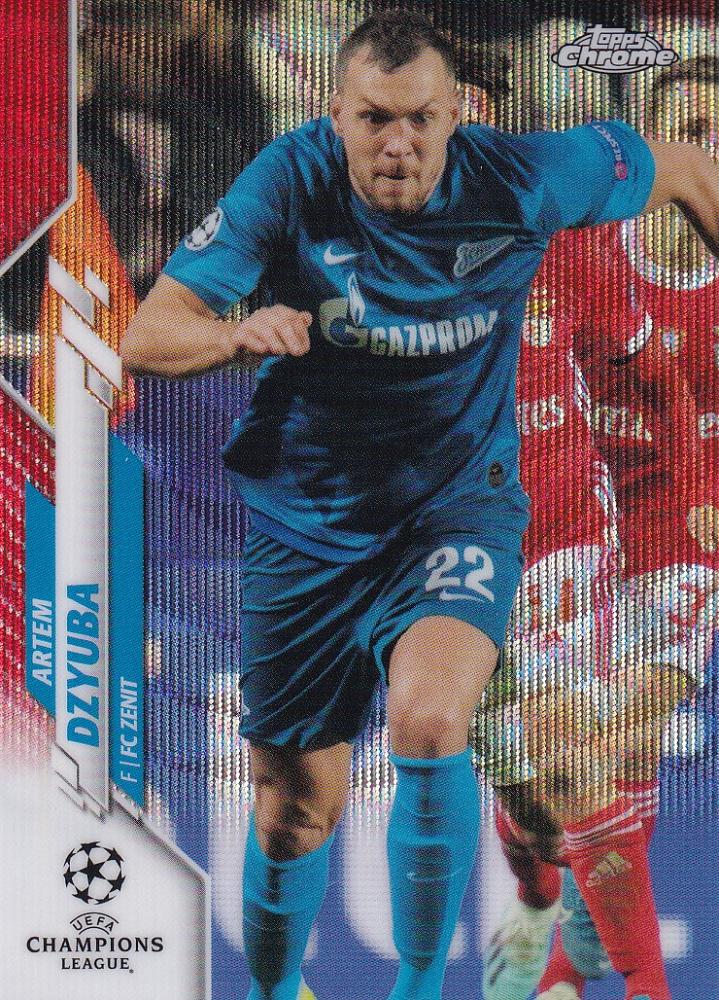 2019-20 Topps Chrome UEFA Champions League Artem Dzyuba FC Zenit Base Red Wave Parallel card number 03 of 10
