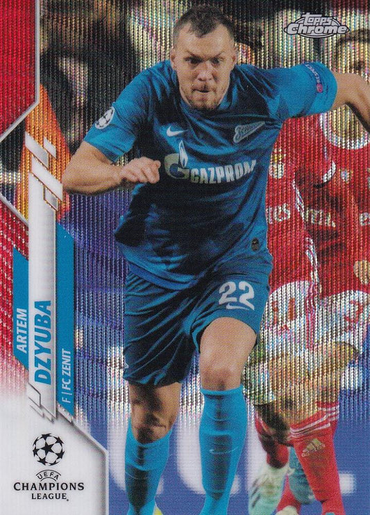 2019-20 Topps Chrome UEFA Champions League Artem Dzyuba FC Zenit Base Red Wave Parallel card number 03 of 10