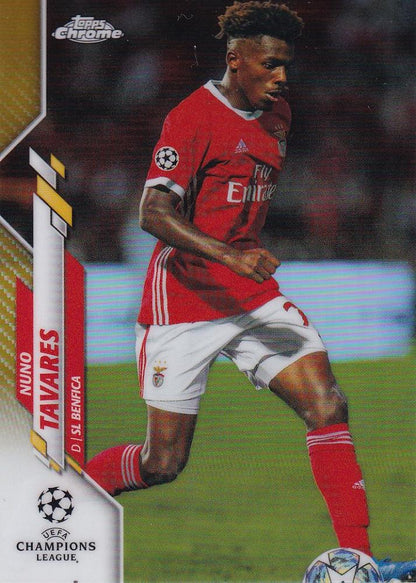 2019-20 Topps Chrome UEFA Champions League Nuno Tavares Base Gold Parallel card number 45 of 50 from SL Benfica