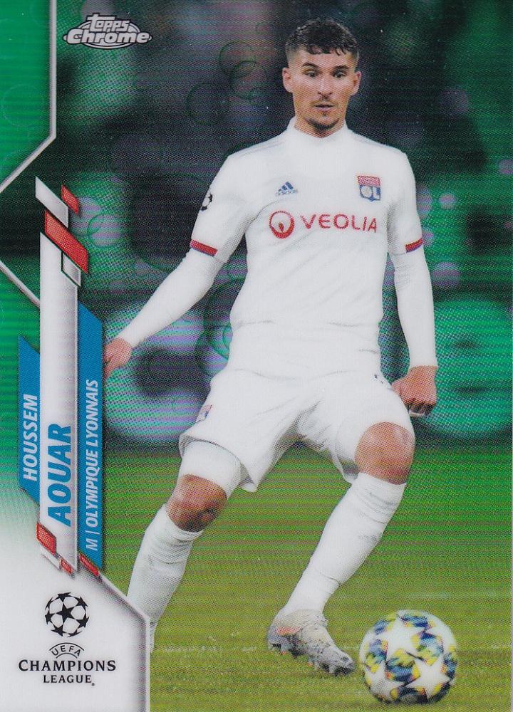 2019-20 Topps Chrome UEFA Champions League Houssem Aouar Base Green Bubbles Parallel card