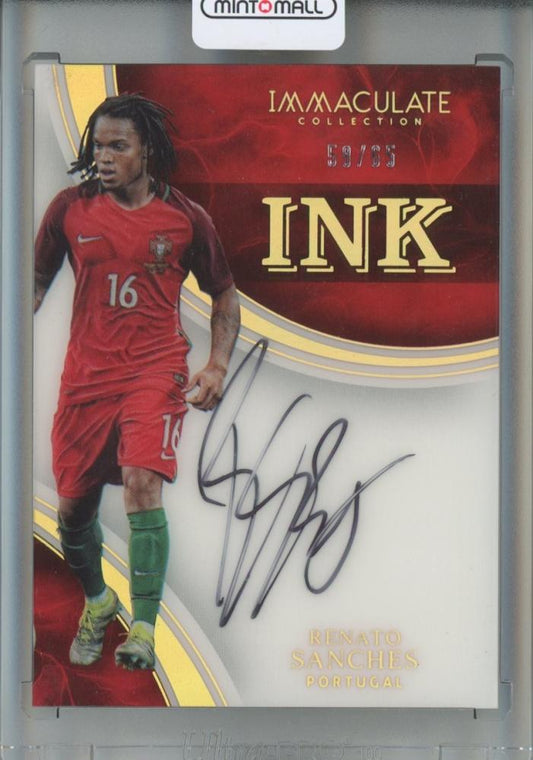 2017 Panini Immaculate Collection Soccer card of Renato Sanches with ink autograph serial numbered 59 of 65