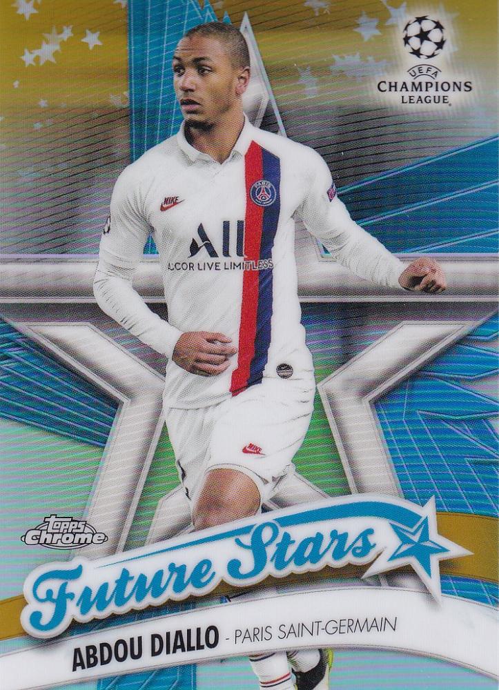 2019-20 Topps Chrome UEFA Champions League Abdou Diallo Paris Saint-Germain Future Stars Gold Parallel card numbered 24/50