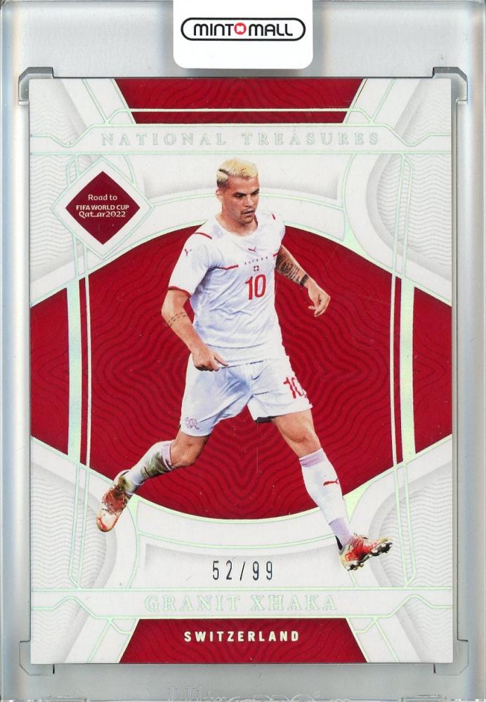 2022 Panini National Treasures Road to the World Cup trading card featuring Granit Xhaka of Switzerland #13552/99