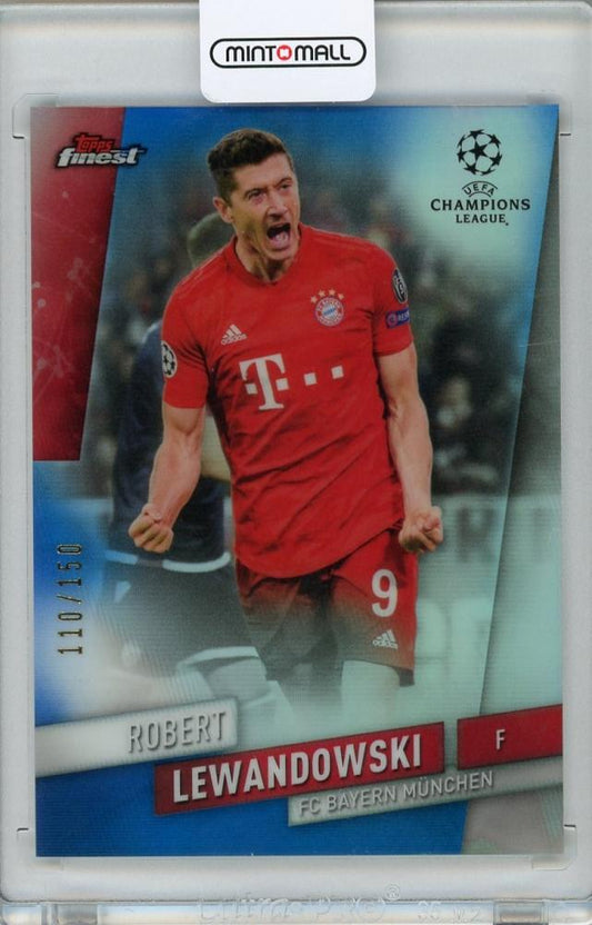 2019-20 Topps Finest UEFA Champions League Robert Lewandowski Base Blue Parallel card number 110 of 150