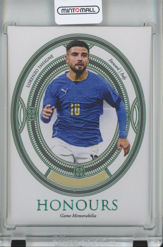 2023-24 Futera Unique World Football Soccer card of Lorenzo Insigne Honours Relics Emerald 2 of 15