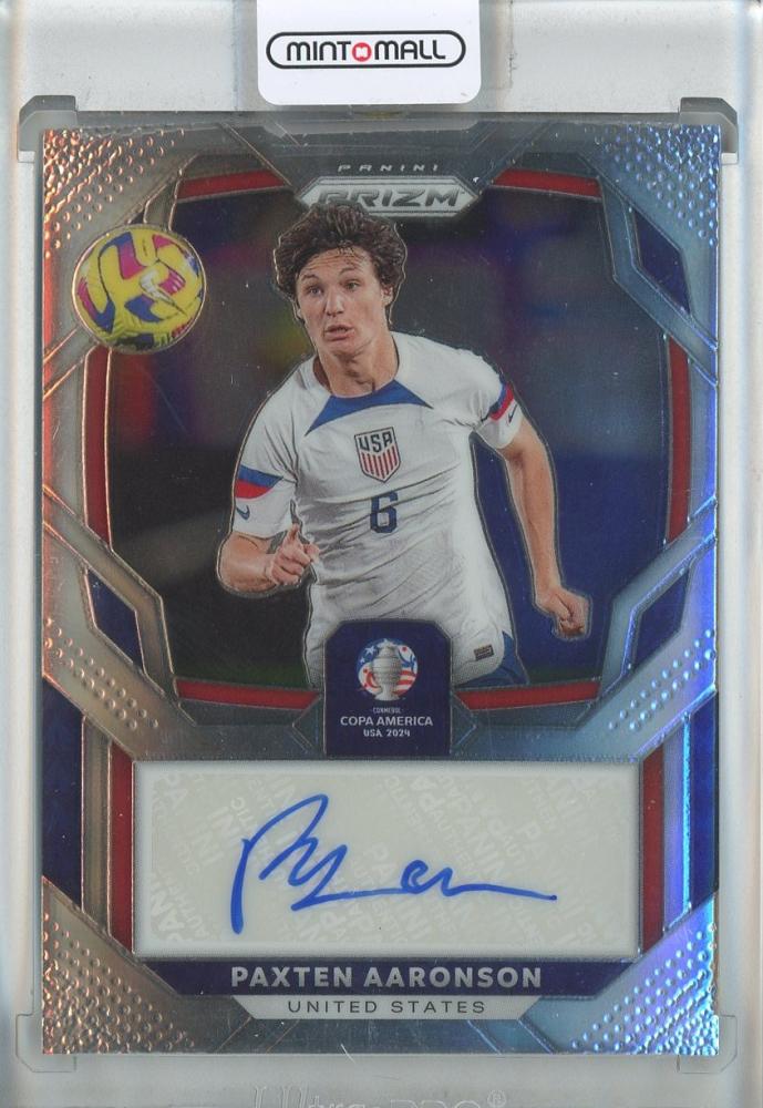 2024 Panini Prizm Copa America trading card featuring Paxten Aaronson Signatures #3