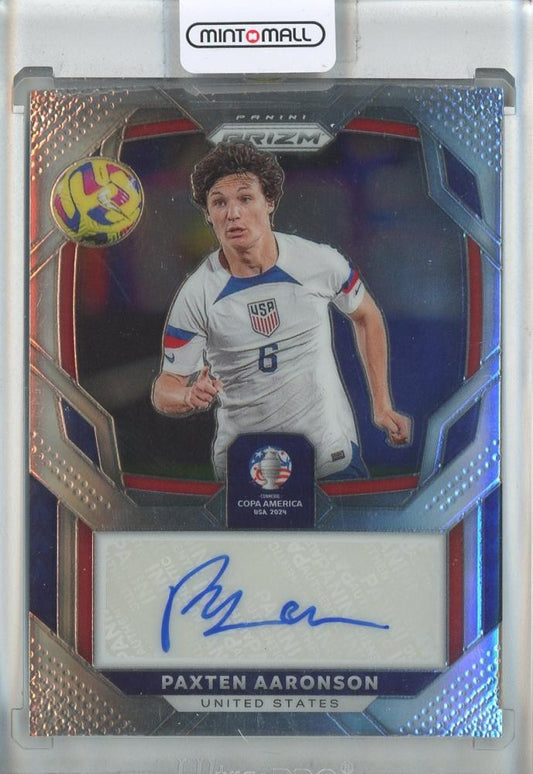2024 Panini Prizm Copa America trading card featuring Paxten Aaronson Signatures #3