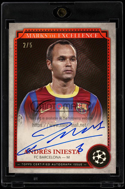 2024-25 Topps Definitive UEFA Club Competitions Andres Iniesta autographed card Red Foil 2 of 5
