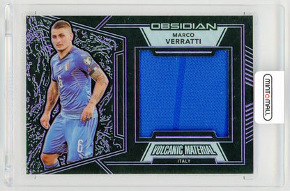 2019-20 Panini Obsidian Marco Verratti Volcanic Material Relics purple electric etch parallel card 7 of 75