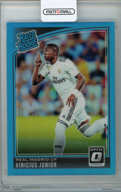 2018-19 Donruss Real Madrid Vinicius Junior Base Optic Aqua parallel trading card 021 out of 149