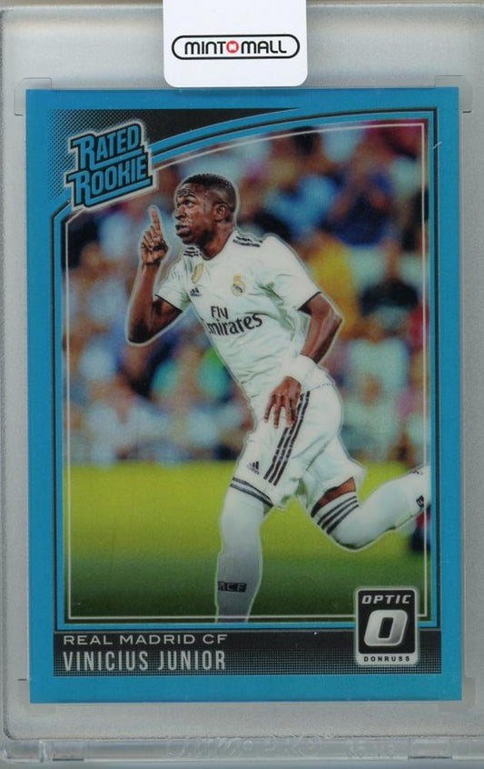 2018-19 Donruss Real Madrid Vinicius Junior Base Optic Aqua parallel trading card 021 out of 149