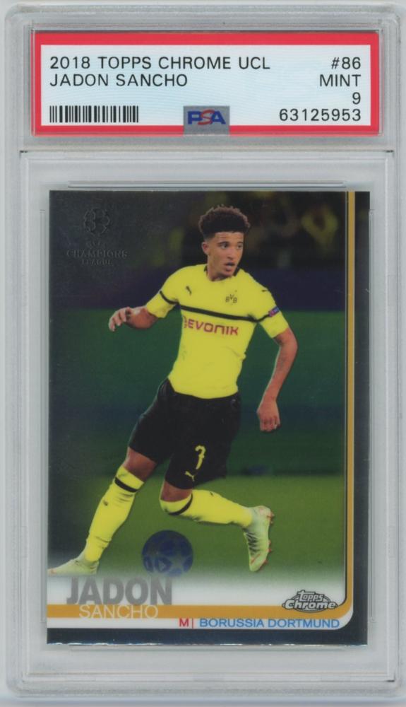 2018-19 TOPPS Chrome UEFA Champions League #86 Jadon Sancho trading card graded PSA9 MINT