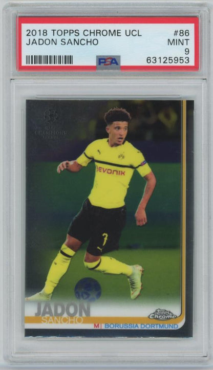 2018-19 TOPPS Chrome UEFA Champions League #86 Jadon Sancho trading card graded PSA9 MINT