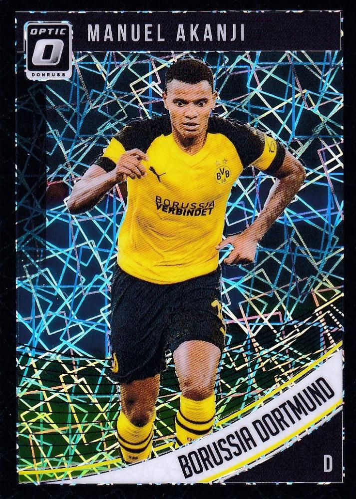 2018-19 Donruss Borussia Dortmund Manuel Akanji Base Optic Black Velocity Parallel card serial 21 of 25