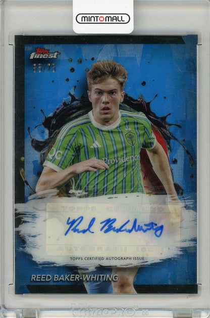 2024 Topps Finest MLS Reed Baker-Whiting Blue Refractors Autograph card serial 65/75 featuring Seattle Sounders FC