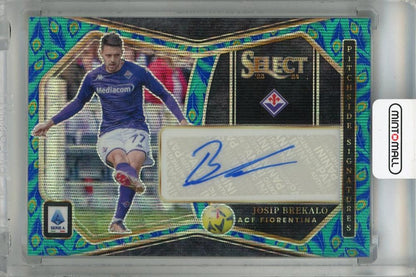 2023-24 Panini Select Serie A Josip Brekalo Pitchside Signatures Peacock Auto trading card from ACF Fiorentina