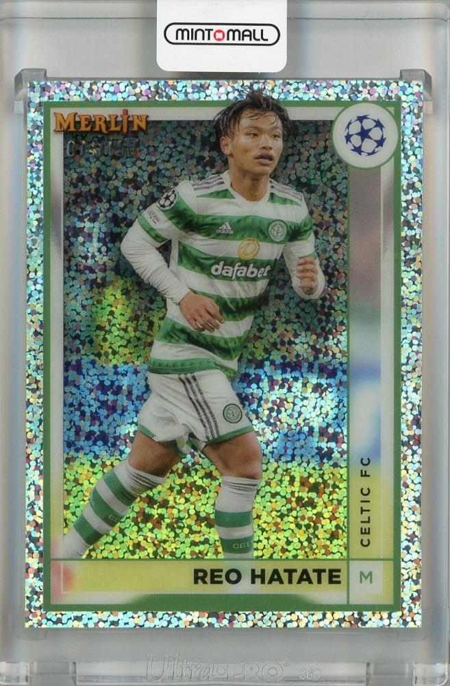 2022-23 Topps Merlin Chrome UEFA Club Competitions Reo Hatate Celtic FC Base Speckle Card #146 Parallel 074/150