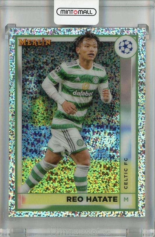 2022-23 Topps Merlin Chrome UEFA Club Competitions Reo Hatate Celtic FC Base Speckle Card #146 Parallel 074/150