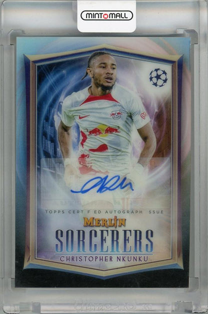 2022-23 Topps Merlin Chrome UEFA Club Competitions RB Leipzig Christopher Nkunku Sorcerers Autograph trading card #SA-CN