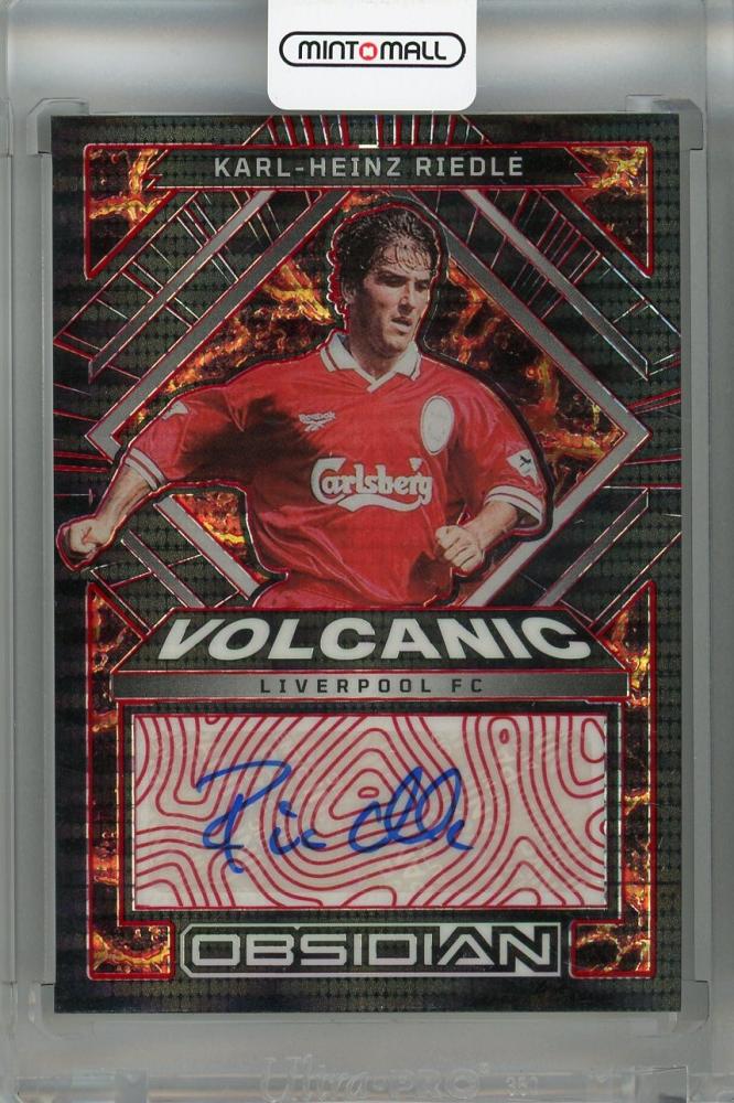 2022-23 Panini Obsidian Liverpool FC Karl-Heinz Riedle Volcanic Signatures Red Pulsar Auto card serial 23 of 44
