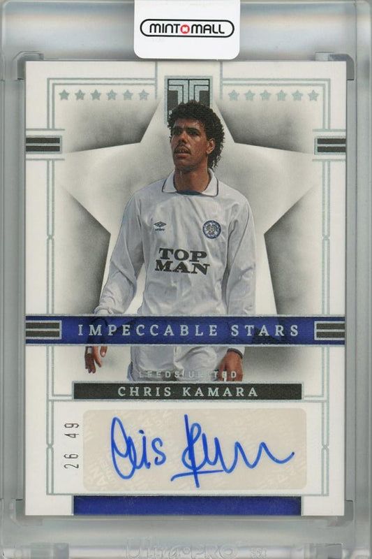 2022-23 Panini Impeccable Premier League Leeds United Chris Kamara Silver Auto trading card #2 26/49