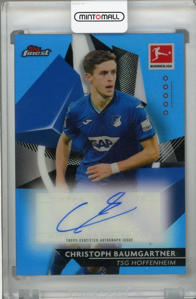 2020-21 Topps Finest Bundesliga TSG Hoffenheim Christoph Baumgartner Base Autographs Blue Parallel trading card 49 out of 65
