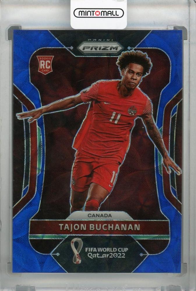 2022 Panini Prizm FIFA World Cup Qatar Choice Canada Tajon Buchanan Base Blue Rookie Card serial 022 of 135
