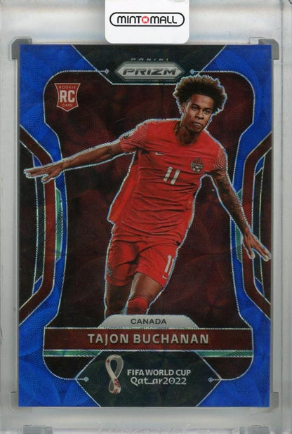 2022 Panini Prizm FIFA World Cup Qatar Choice Canada Tajon Buchanan Base Blue Rookie Card serial 022 of 135