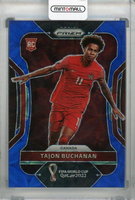 2022 Panini Prizm FIFA World Cup Qatar Choice Canada Tajon Buchanan Base Blue Rookie Card serial 022 of 135