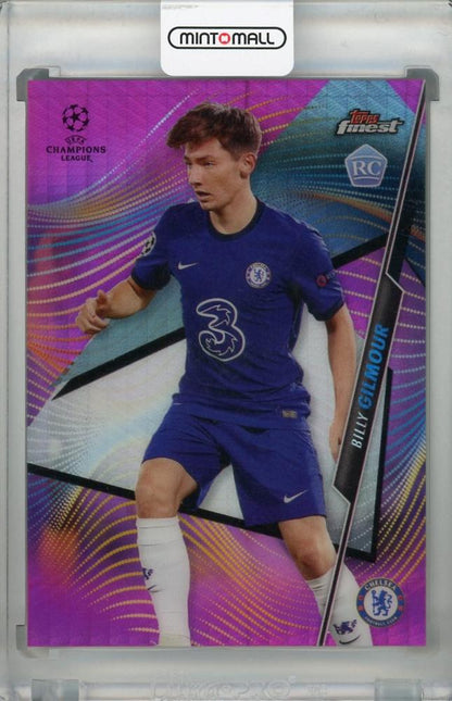 2020-21 Topps Finest UEFA Champions League Chelsea FC Billy Gilmour Base Pink Prism trading card numbered 082/125