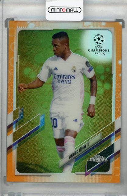 2020-21 Topps Chrome UEFA Champions League Vinicius Junior Base Orange Bubbles parallel card