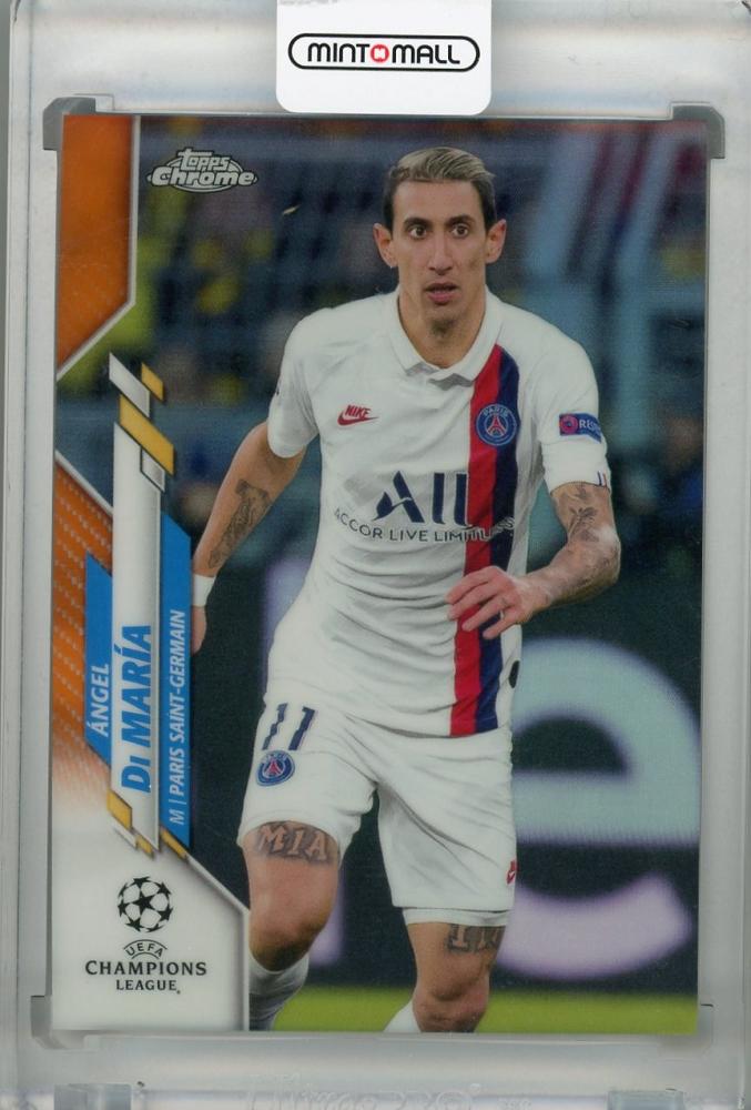 2020-21 Topps Chrome UEFA Champions League Angel Di Maria Paris Saint-Germain Orange base card serial 11 of 25