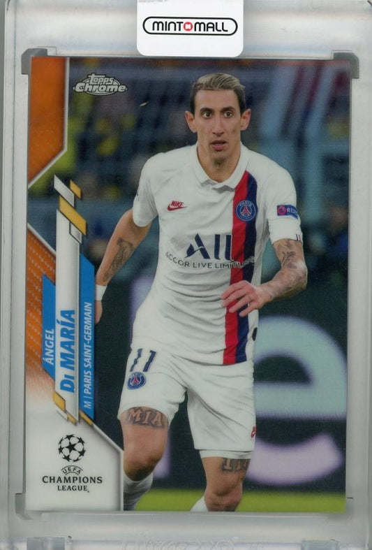 2020-21 Topps Chrome UEFA Champions League Angel Di Maria Paris Saint-Germain Orange base card serial 11 of 25