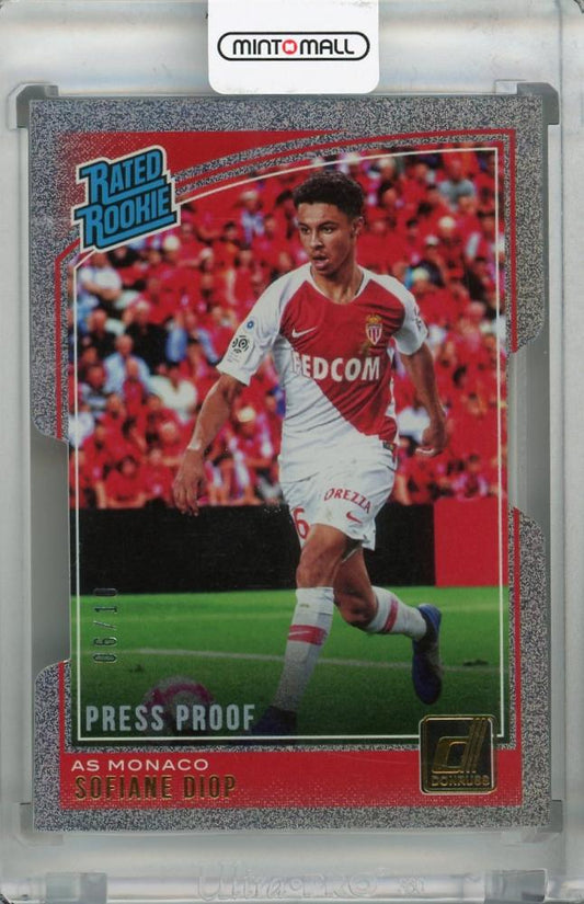 2018-19 Donruss Sofiane Diop AS Monaco Base Rated Rookie Gold Die-Cuts card numbered 06 out of 10