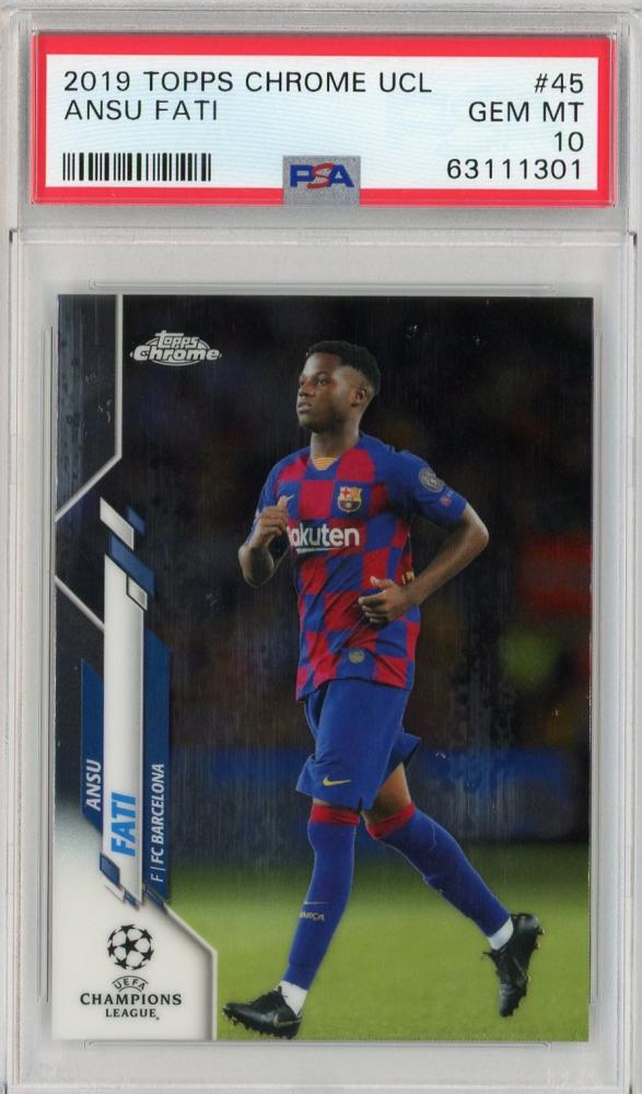 2019-20 Topps Chrome UEFA Champions League Ansu Fati FC Barcelona football trading card PSA 10